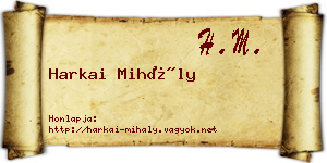 Harkai Mihály névjegykártya